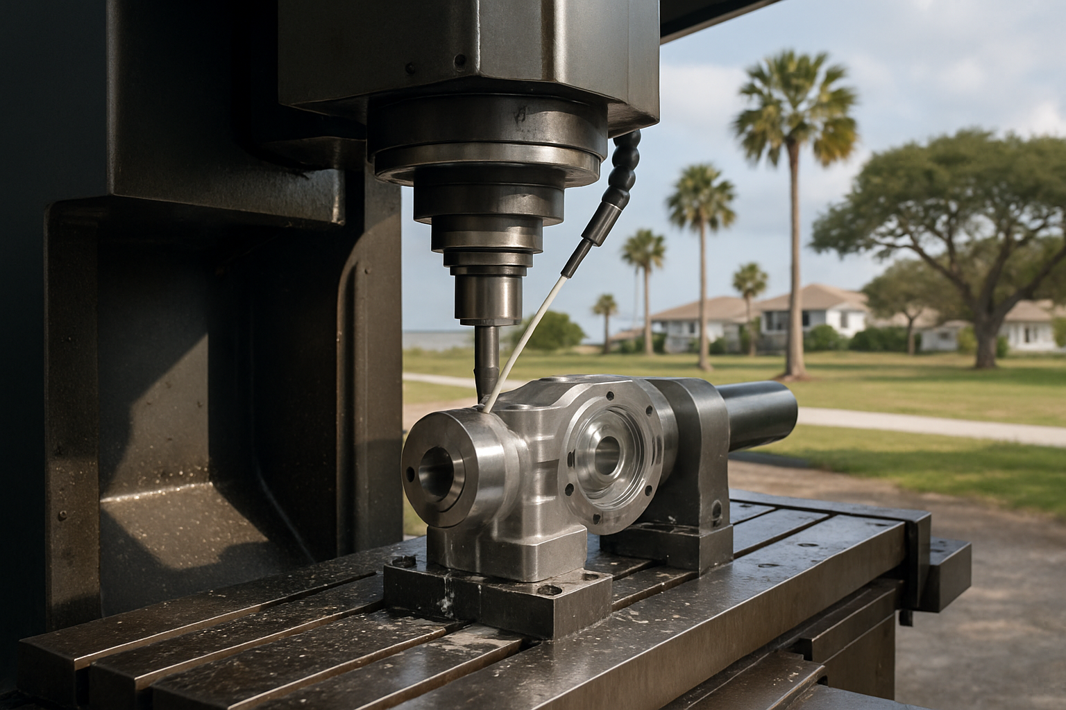 CNC machine operating on a metal part