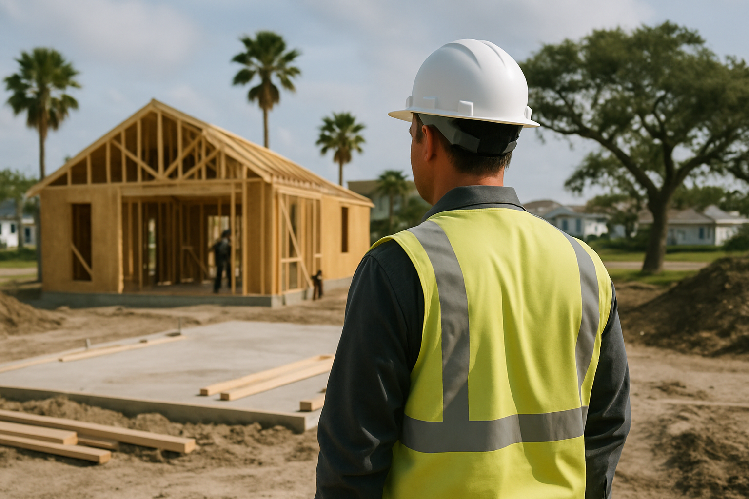 General contractor overseeing a construction site