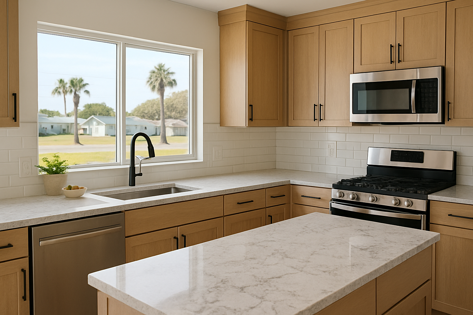 Modern kitchen with new cabinets and countertops